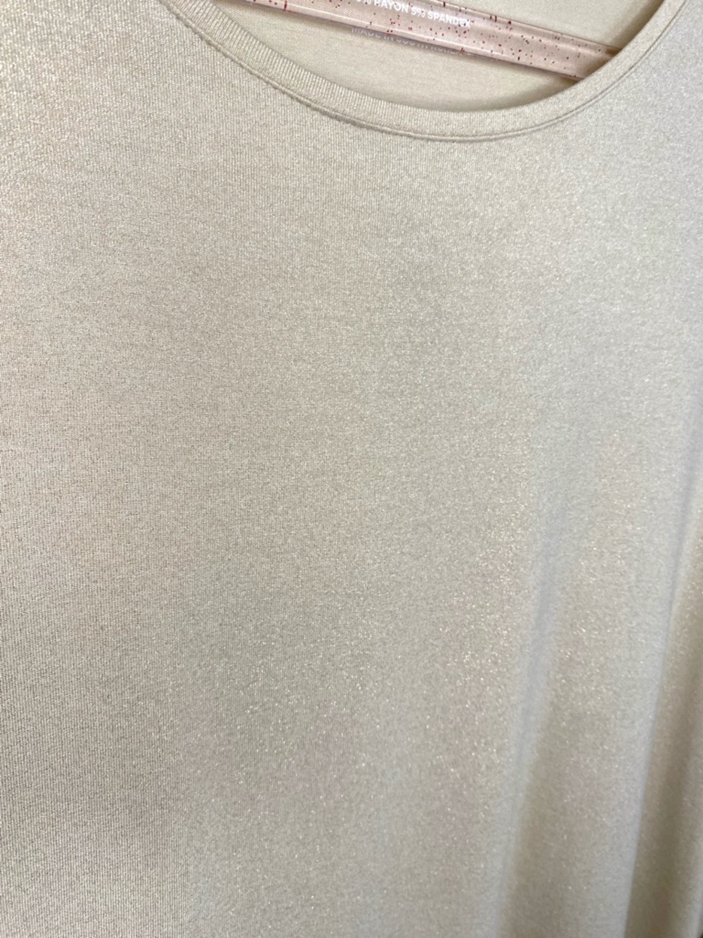 Chico's 3/XL Champagne Shimmer Ultimate Tee Women's Neutral Sparle Long-Sleeved - Picture 5 of 5